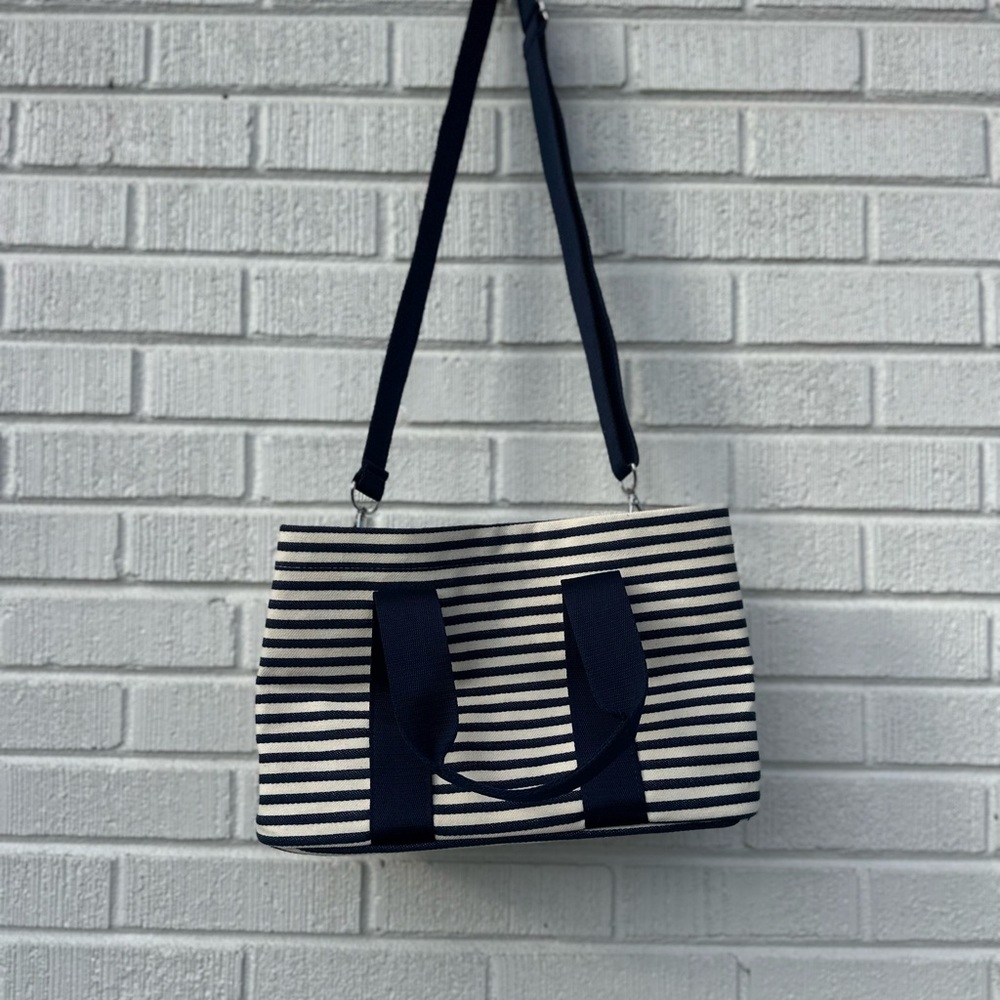 Americana Tote Bag In Indigo And Natural Awning Stripe - Picture 2 of 5